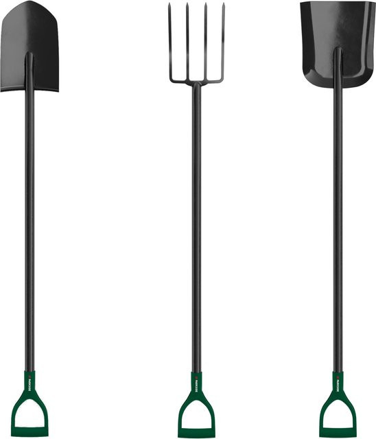 PARSIDE Gartengeräte-Set mit Spitzspaten, Schaufel und Grabegabel, 3-teilig, Schwarz-Grün - Bild 1