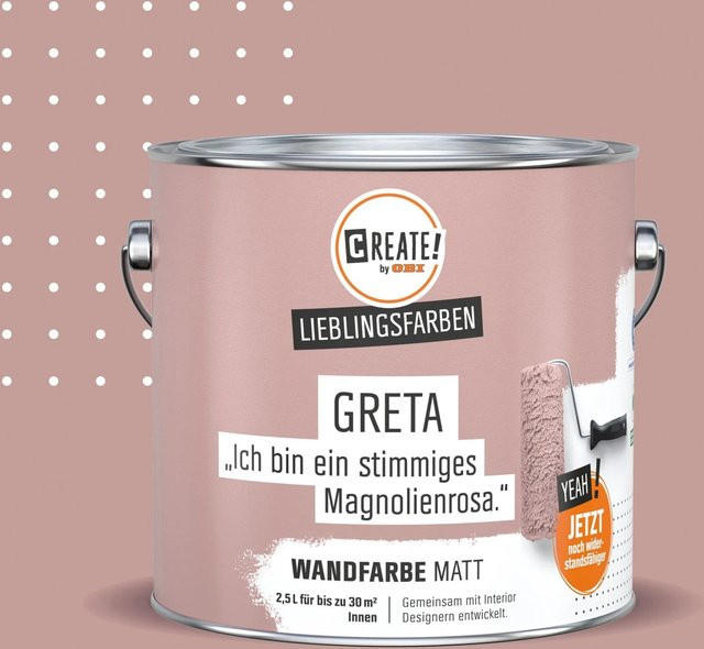 CREATE! by OBI Wandfarbe Lieblingsfarbe Greta Magnolienrosa Matt, 2,5 l - Bild 1