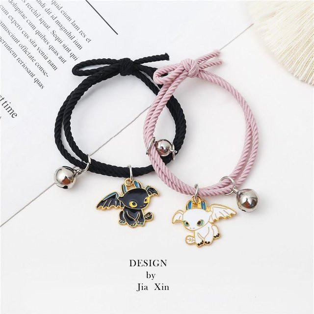 Armband, geflochtenes Seil, Magnet, Cartoon Charme, grau, Unisex - Bild 1