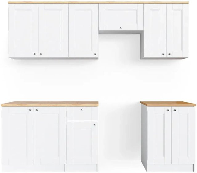 Vicco Küchenzeile Bergamo Landhaus Einbauküche in Weiß, Breite: 240 cm - Bild 2