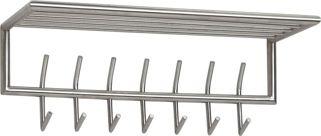 Wandgarderobe FineBuy aus Metall mit Ablage und Hakenleiste, Silber, Breite: 74,5 cm, Höhe: 30 cm, Tiefe: 29 cm - Bild 1