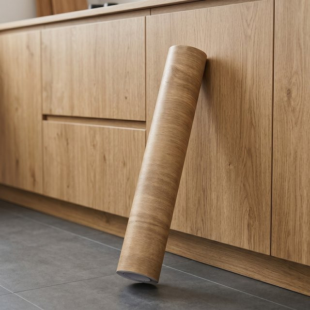 Selbstklebende Vinyl-Möbelfolie in Holzmaserung-Optik mit 3D-Effekt, Farbe: Braun, Breite: 80 cm - Bild 1