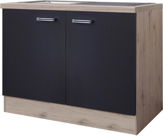 Flex-Well Küchen-Spülenunterschrank in Eiche hell Nachbildung und Anthrazit, Breite: 100 cm, Höhe: 86 cm, Tiefe: 60 cm - Bild 1