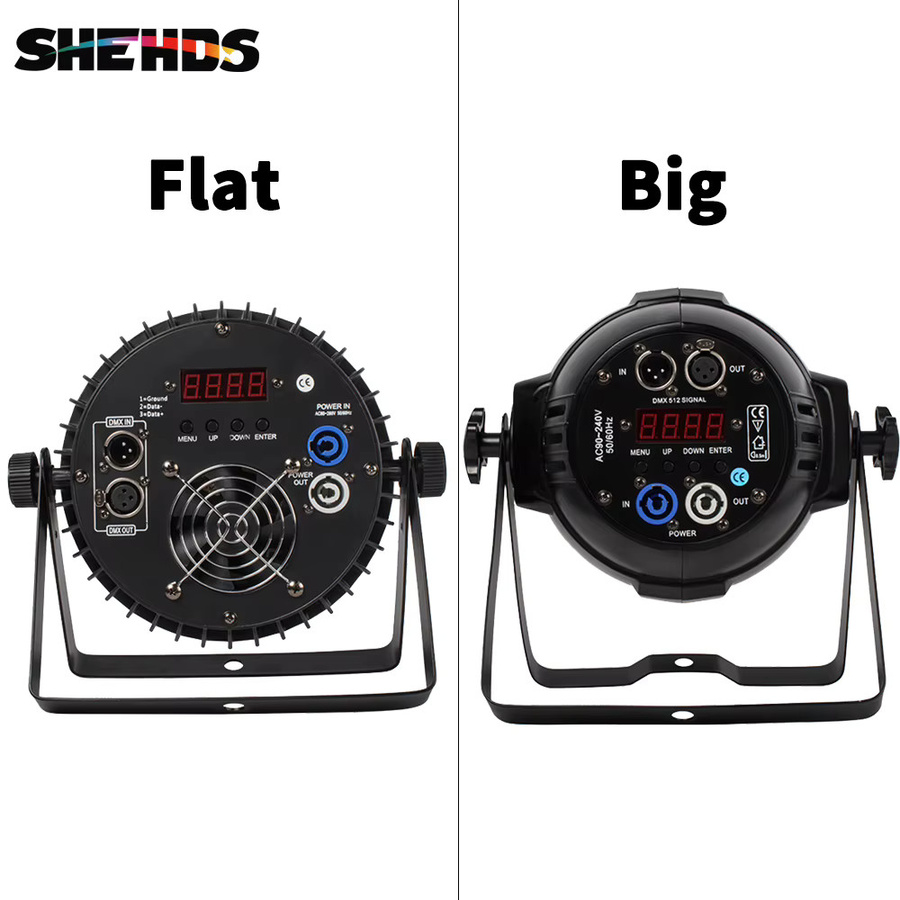 SHEHDS LED Flat Big Par Bühnenbeleuchtung 18x18W 6in1 DMX512 Schwarz - Bild 2