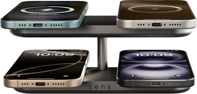 Zens Quattro Wireless Charger Pro 4 Kompakte 4-in-1 Ladestation mit Qi2 und MagSafe Magnet in Schwarz - Bild 1