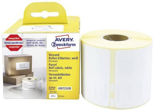 Avery Zweckform Versandetiketten Rolle aus Papier, Weiß, B: 101 mm, H: 54 mm - Bild 1