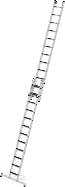 PROREGAL Stufen-Seilzugleiter R13 in Silber, 2-teilig mit Traverse und Clip-Step, 2 x 12 Stufen - Bild 1
