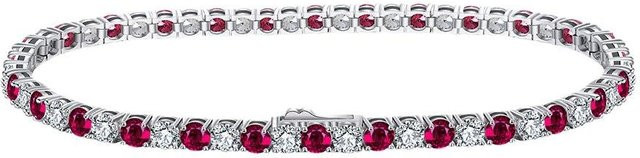 Armband Tennisballkette, 3mm, Rot, Zirkonia, 16,5 cm, Damen - Bild 1