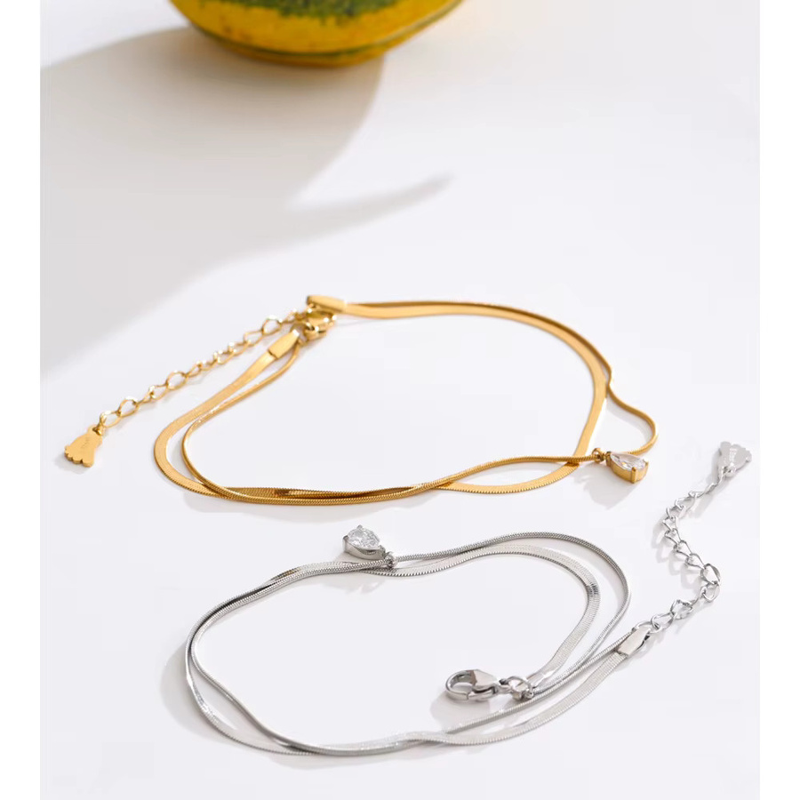 Yhpup Fußkettchen Edelstahl, Zirkonia, Gold, Unisex - Bild 1