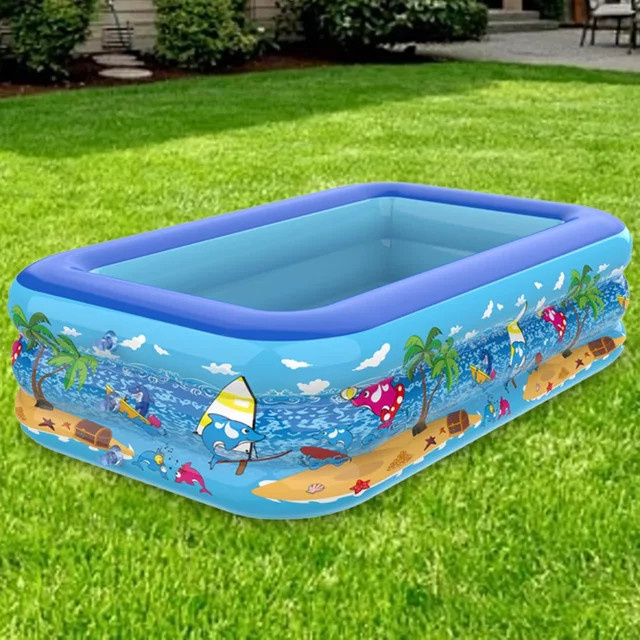 Aufblasbarer quadratischer Pool für Kinder und Erwachsene in Blau, faltbar und platzsparend, B/T/H: 110 x 110 x 34 cm - Bild 1