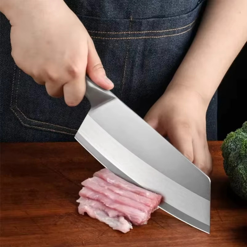 InLeung Hackmesser aus Edelstahl mit Holzgriff in Silber und Braun - Bild 4