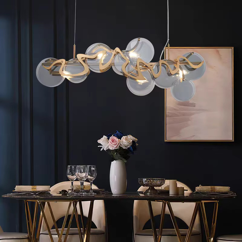 Moderne Wolken Pendelleuchte aus Glas und Kupfer von JIANKEXING in Transparent und Kupfer für dein Wohnzimmer oder Restaurant - Bild 3