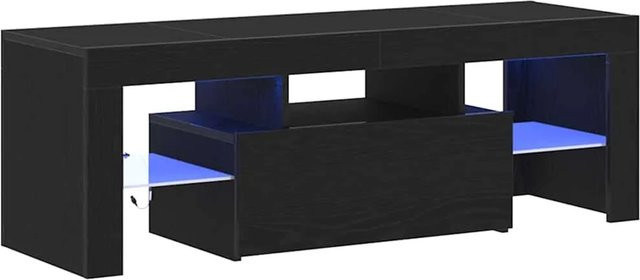 vidaXL TV-Schrank modern in Schwarz mit integrierter Beleuchtung und Medienfächern aus Holzwerkstoff, B/T/H: 120 x 35 x 40 cm - Bild 1