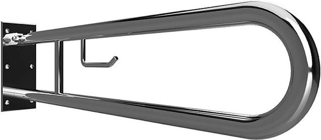 Brillantbad BELP Stützklappgriff in U-Form mit Toilettenpapierhalter aus Edelstahl poliert, Silber, B/T/H: 10,0 x 25,0 x 86,6 cm - Bild 1