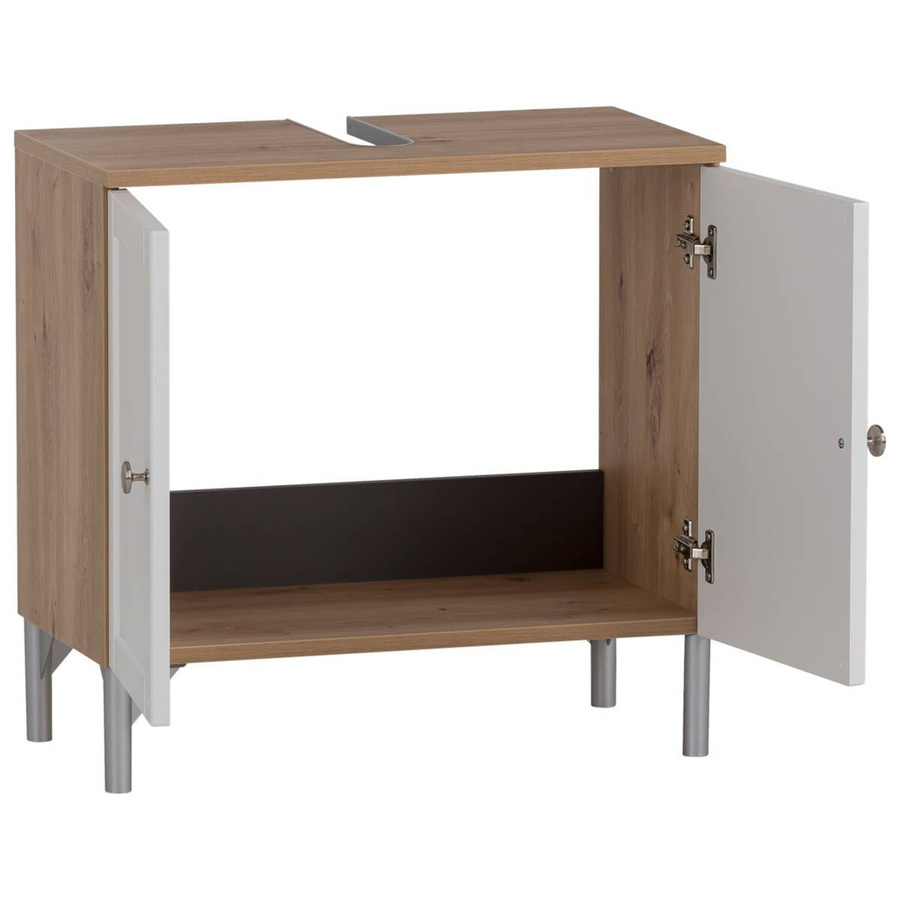 Waschbeckenunterschrank Jesper von Möbelpartner in Eiche Artisan Nachbildung, Weiß Matt, Landhausoptik, B/H/T: 60,2 x 58,5 x 32 cm - Bild 2