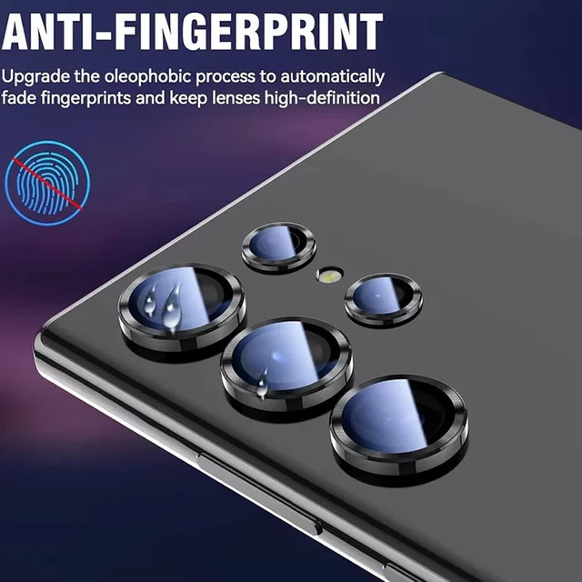 Samsung Kameraobjektiv Displayschutzfolie aus gehärtetem Glas mit Metall Einzelring in Silber für Galaxy S26 Ultra, S25 Plus, S23 FE und S24 FE - Bild 1