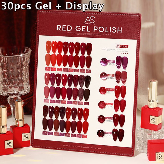 AS UV-Semi-Permanent-Gel-Nagellack-Set, Kristall, Rot, 15 ml - Bild 1