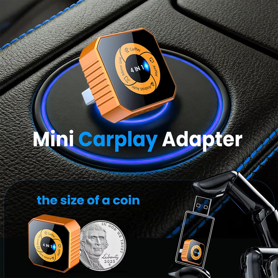 CarRocket 4-in-1 Kabelloser CarPlay Adapter mit Airplay Mirror Link, WiFi und Bluetooth für Android Auto und Smart Car System, Orange - Bild 4