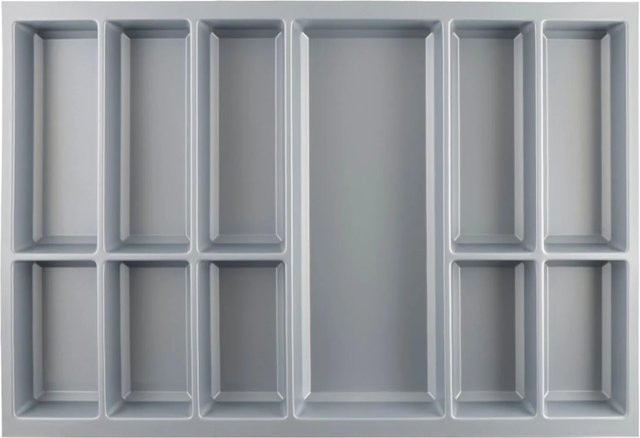 Agoform Besteckeinsatz Nob Schubladeneinsatz für Nobilia Küchen, Korpusbreite: 80 cm, Farbe: Silber/Grau - Bild 1