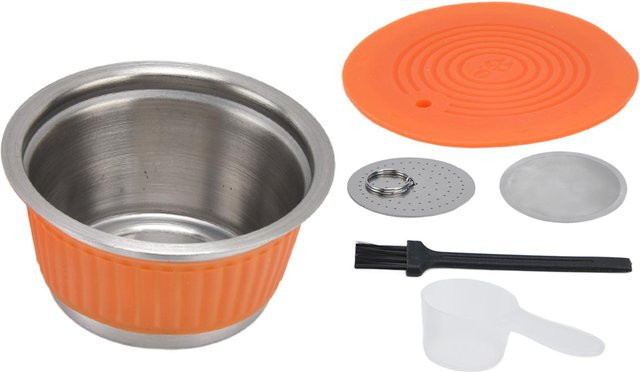 CosyHome Wiederverwendbares Nachfüllbares Kaffeekapsel-Tassenset aus Edelstahl für Dolce Gusto Maschinen in Orange - Bild 1