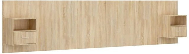 vidaXL Bettkopfteil mit integrierten Nachttischen aus Holzwerkstoff in Sonoma-Eiche, Farbe: Braun/Beige, B/T/H: 80,0 x 48,5 x 32,5 cm - Bild 1