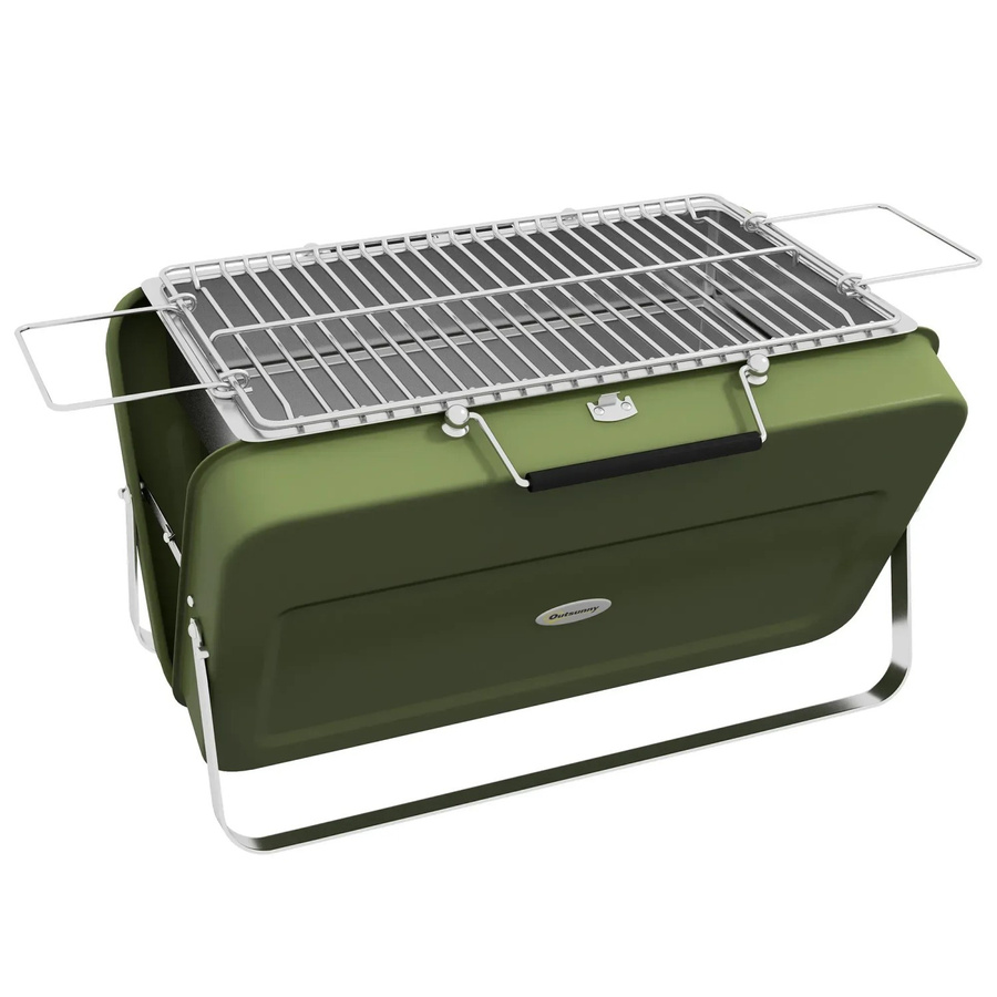 Outsunny Tischgrill aus Metall in Grün mit Kohleschale und Edelstahl-Grillrost - Bild 2
