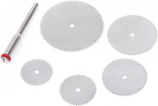 HUXUAN 6er Set Edelstahl Trennscheiben mit Dorn für Dremel Präzisionswerkzeuge, Durchmesser: 16 mm, 18 mm, 22 mm, 25 mm und 32 mm - Bild 1
