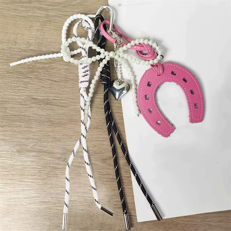 Yogodlns Schlüsselanhänger Pferdehuf Hufeisen, PU-Leder, Rosa, Damen und Mädchen - Bild 3