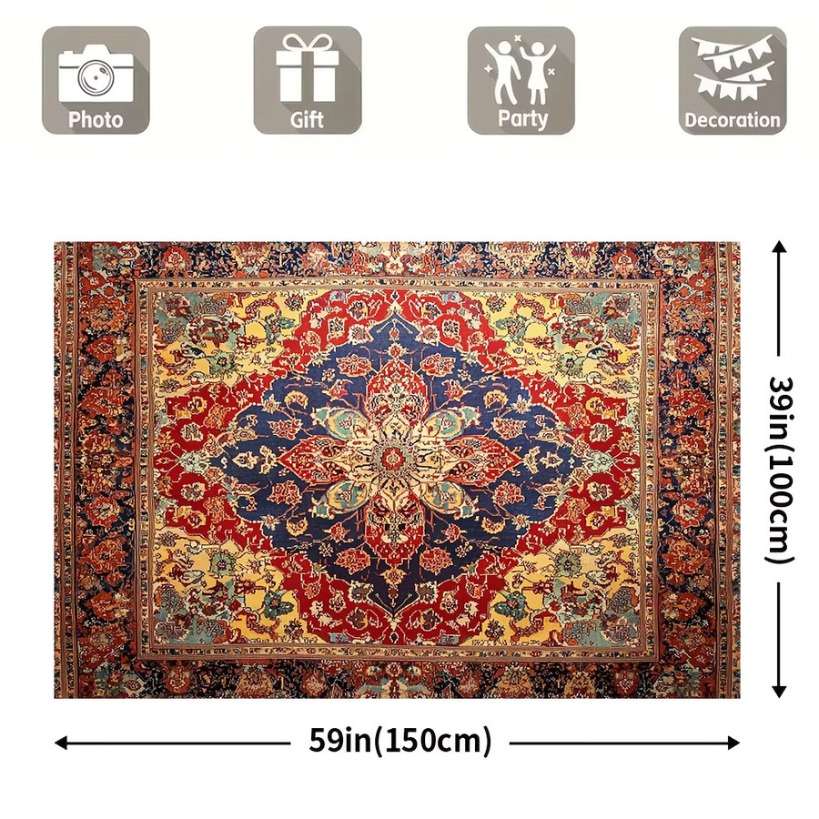 Böhmischer Wandhintergrund mit Blumen- und Vogelmotiv in Multicolour aus Polyester, Breite: 150 cm, Höhe: 100 cm - Bild 2