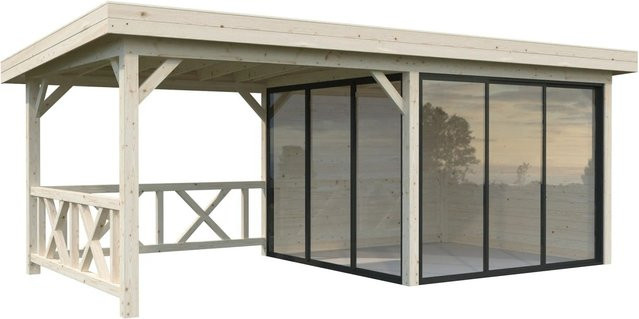 Palmako Pavillon Lenna Set 403 Slide aus Fichtenholz in Braun mit transparenter ESG-Verglasung, B/H/T: 588 x 245 x 300 cm - Bild 1