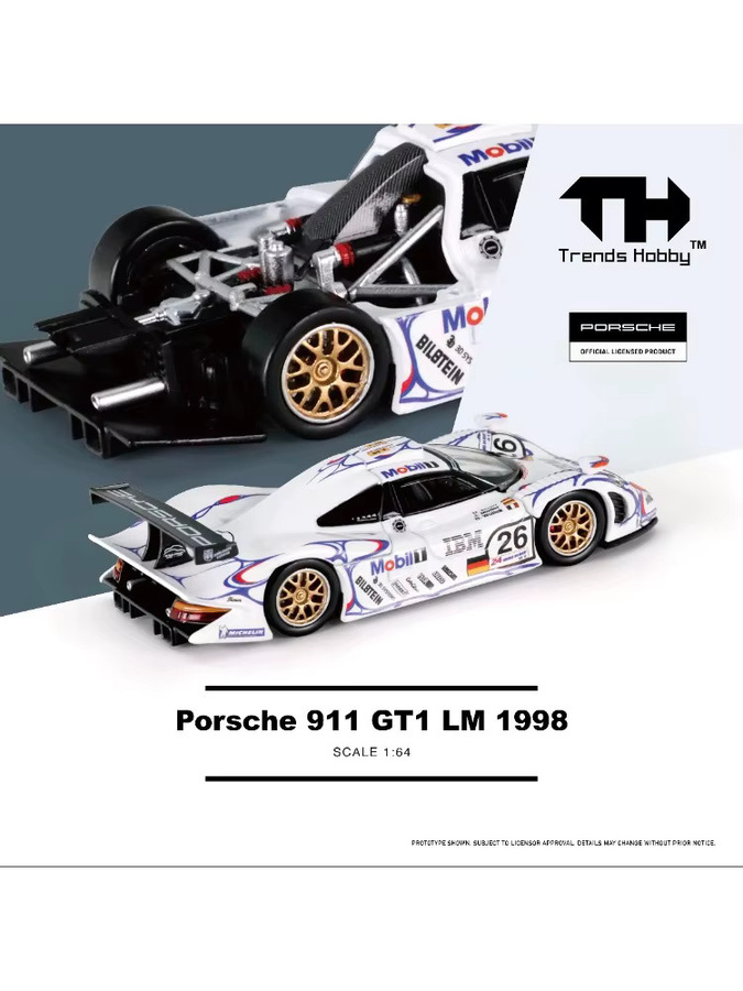 Trends Hobby Porsche 911 GT1 LM 1998 Legierungsautomodell, 1:64 - Bild 4