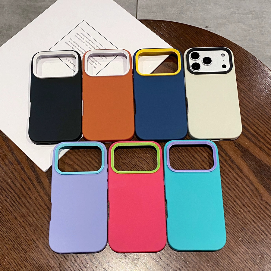 2-in-1 Silikon Handyhülle in Bonbonfarben für iPhone 11 bis iPhone 17 Pro Max, mattiertes Design, Multicolor - Bild 2