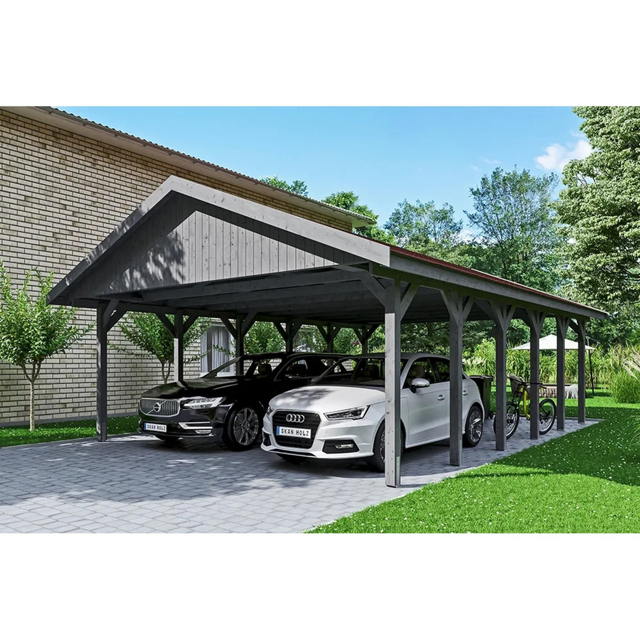 Skan Holz Carport Wallgau Satteldach aus Nadelholz in Schiefergrau B/T: 620 x 900 cm, Höhe: 354 cm - Bild 2