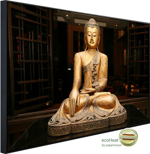papermoon Infrarotheizung EcoHeat Goldener Buddha mit Matt-Effekt in Bunt, Wandmontage, App-Steuerung und Überhitzungsschutz - Bild 1