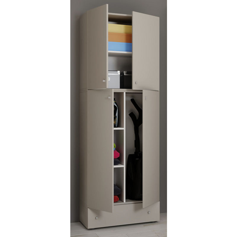 VCM Putzschrank Lona Mehrzweckschrank in Grau und Weiß mit Schubladen und Regalfächern B/T/H: 70 x 39 x 200 cm - Bild 2
