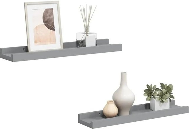 vidaXL Bilderleisten 2er Set Grau aus MDF, B/H/T: 40 x 9 x 3 cm - Bild 1