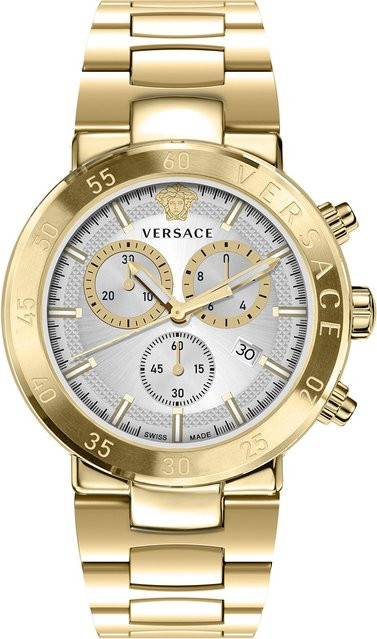 Versace Chronograph, Herrenuhr, Edelstahl, Quarz, 43 mm, Silber, 5 ATM - Bild 1