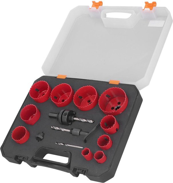 Aimo Lochsägen-Set aus Edelstahl in Rot, universelles HSS-Bohrmaschinen-Zubehör für Metall, Holz und Kunststoff, Durchmesser: 5,3 cm bis 86,4 cm - Bild 1
