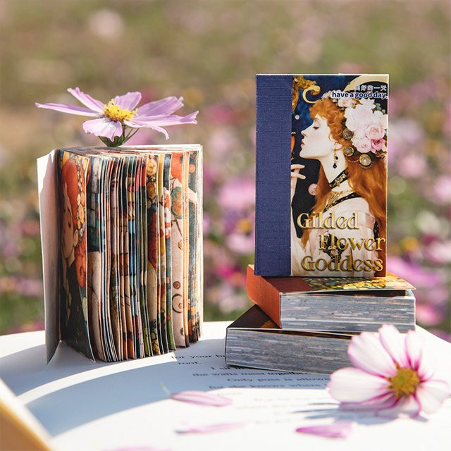 50 Stück Vergoldete Blumengöttin Retro-Stil Charakter DIY Aufkleber für Alben in Gold und Multicolour - Bild 1