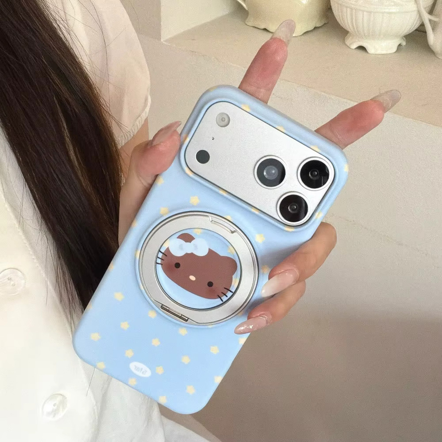 Sanrio Hello Kitty Magnetische Standhülle für iPhone 16 15 17 Pro Max in Blau mit kabellosem Laden und stoßfestem Schutz - Bild 2