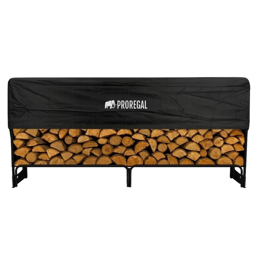 PROREGAL Kaminholzregal XL aus Metall in Schwarz, wetterfestes Brennholzregal für Außen und Innen, inklusive Abdeckung und Handschuhen, B/T/H: 117 x 36 x 260 cm - Bild 2