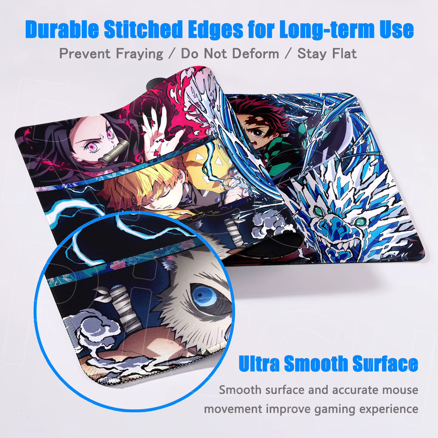 Potdemiel Anime Mauspad Demon Slayer XXL Schreibtischunterlage mit rutschfester Gummibasis in Multicolour - Bild 2