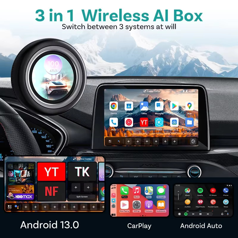 OTTOCAST Express V2 PRO Android AI Box mit Wireless CarPlay und Android Auto für Netflix und Youtube in Schwarz - Bild 3