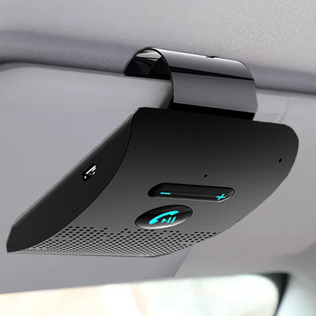KEBETEME Bluetooth 5.0 Car Kit Freisprecheinrichtung mit 2W HiFi-Lautsprecher und Noise Cancelling, kabelloser Audioempfänger für MP3-Musik in Schwarz - Bild 1