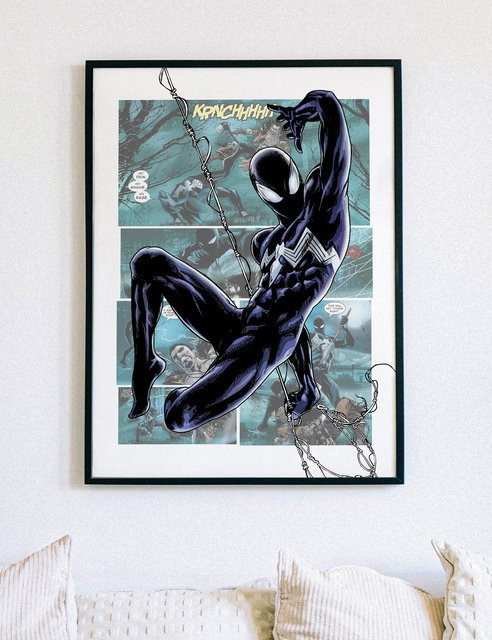 KAYOU Venom Symbiote Spider-Man Superhelden-Poster als moderne abstrakte Comic-Illustration in Schwarz - Bild 1