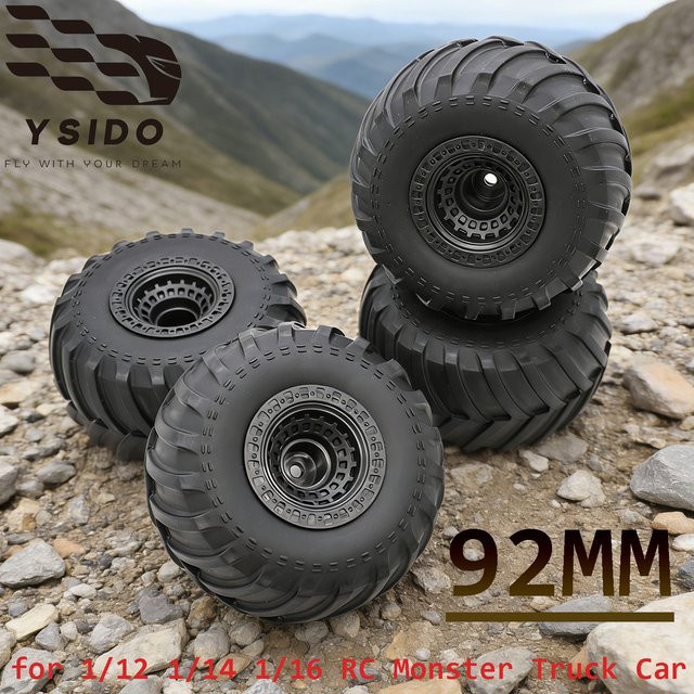 YSIDO RC Auto Rutschfeste Gummireifen, 4-teiliges Set, 92mm, 12mm HEX - Bild 1