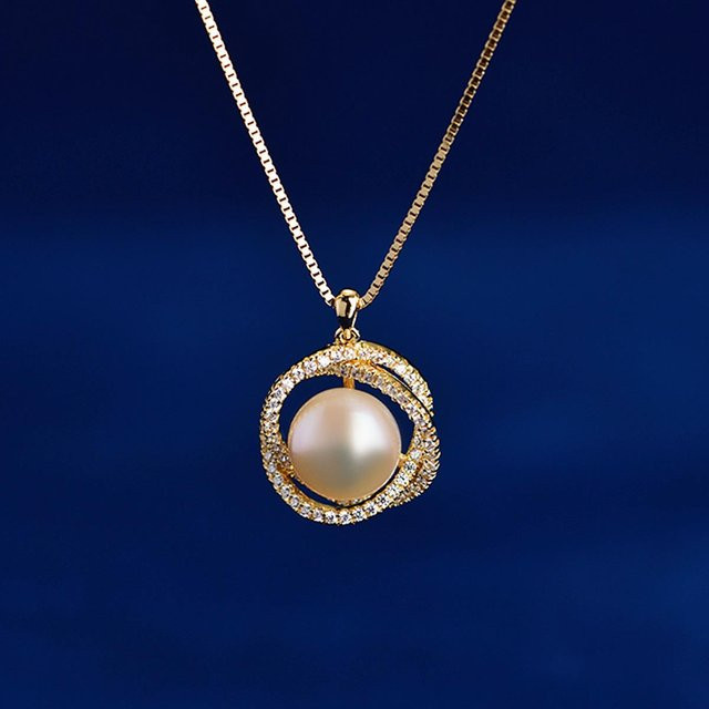 Halskette mit Süßwasserperlen Anhänger, 925 Silber, goldgelb, Damen - Bild 1