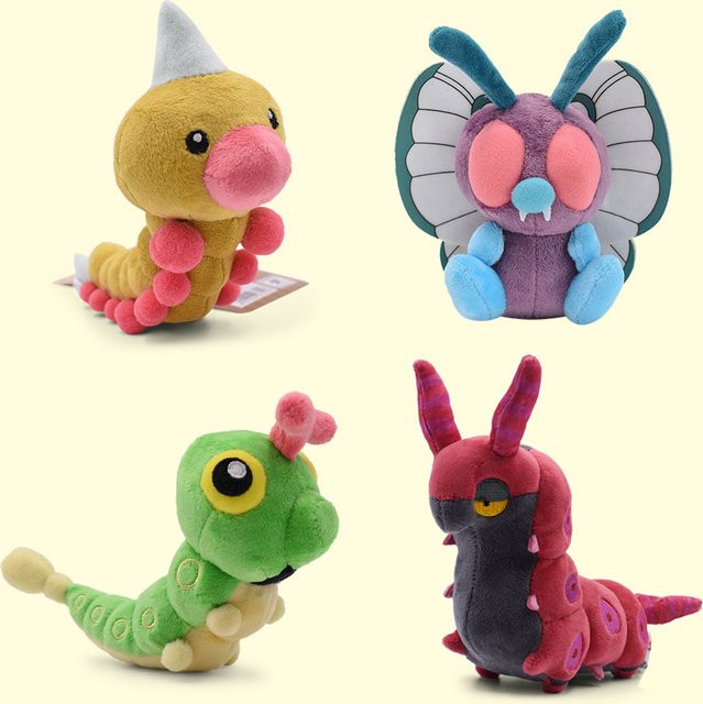 TAKARA TOMY Fit Series Pokémon Plüschtiere, Caterpie, Butterfree, Weedle, Scolipede, Stofftierpuppen, bunt - Bild 1