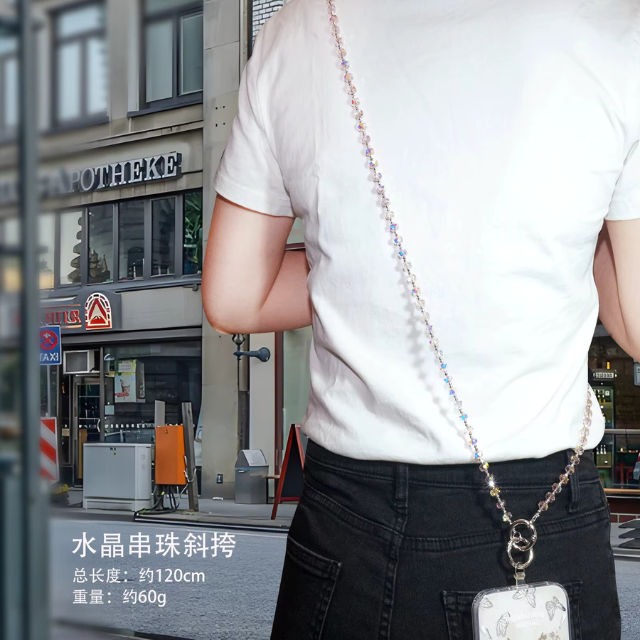 Handgefertigtes Kristall-Telefon-Umhängeseil für Damen mit modischen Perlen als diagonale Hängekette - Bild 2