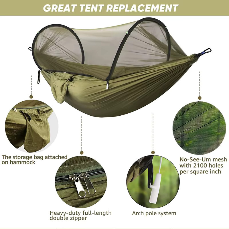 WESTTUNE Outdoor-Camping-Hängematte mit Moskitonetz in Schwarz S - Bild 2